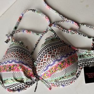 NEW Victoria Secret Push Up Swim Top 36 C Geo Print swimsuit